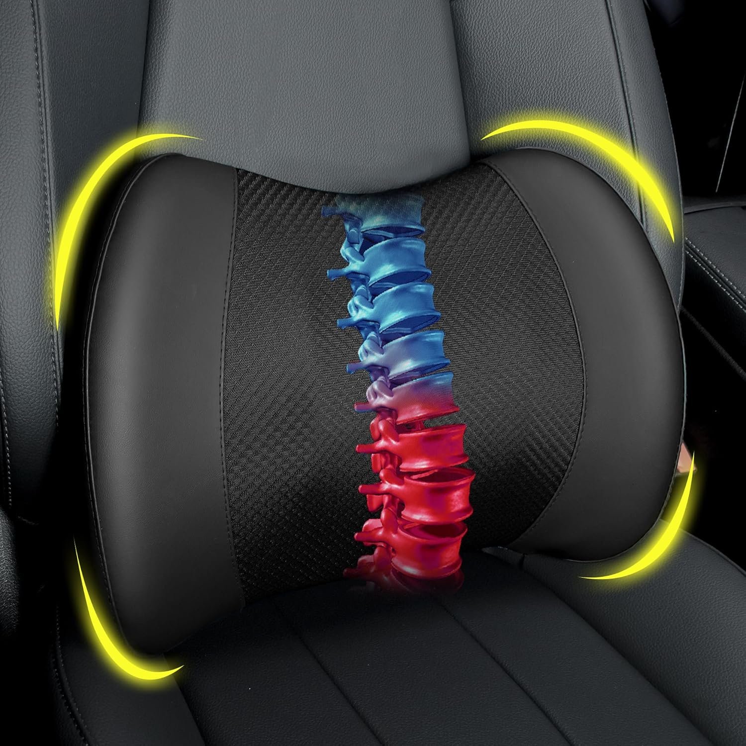 Lofty Aim Lumbar Support Pillow for Car, Memory Foam Lumbar Pillow for Lower Back Pain Relief – Back Cushion for Driving, Chair Support for Car-Office Chair, Wheelchair – Black