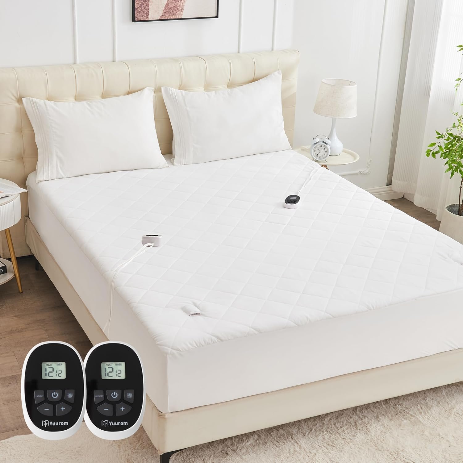 Heated Mattress Pad King 78″×80″, Bed Warmer with Memory&Preheat Functions, Electric Mattress Pad Dual Control 12 Heat Settings 12-Hour Auto Off 13ft Extra Long Cord Fits 18-24″ Deep Pocket