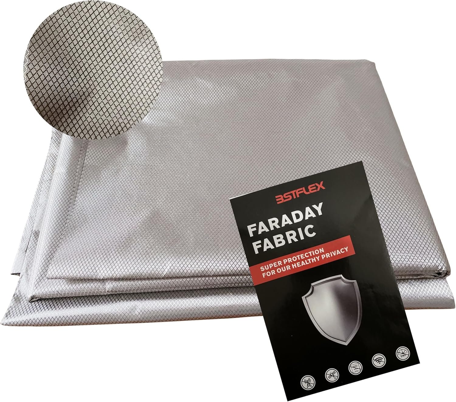 43.3” x 98Inch Faraday Fabric Military Grade Faraday Cloth for Shielding RFID, EMP, EMF, EMI, 5G, WiFi, Bluetooth, GPS, Prevents Radiation and electromagnetic Interference