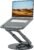 tounee Telescopic Laptop Stand for Desk with 360° Swivel Base, Sit to Stand, Height Adjustable, Portable Riser Holder for Good Posture, Compatible with MacBook Pro, All Laptops 10-17″-Gray