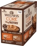 Wellness CORE Tiny Tasters Pate Variety Pack Adult Wet Cat Food, Natural, Protein Rich, Grain Free, Land Recipes, 1.75 oz, Pack of 12 Pouches