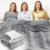 Preboun 86.6 x 86.6 Inch Large Faraday Blanket for Protection Pregnant Babies, Emf Blocker Blanket Two Sides Using for Beds Couches Travel (Flannel, Grey)