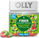 OLLY Fiber Gummy Rings, 5g FOS Prebiotic Fiber, Digestive Health Supplement,* Strawberry Watermelon Flavored, 25 Day Supply – 50 Count