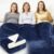 Preboun 80 x 60 Inch Large Emf Faraday Blanket for Protection Pregnant Babies, Two Sides Using Emf Blocker Blanket for Beds Couches Travel (Flannel, Dark Blue)